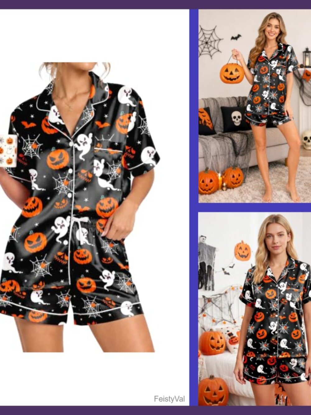 Womens Silky Satin Pajama Set Short Sleeve Button Down Loungewear 2 Pc